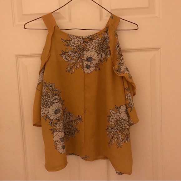 Cold Shoulder Flower Floral Dress Shirt - Picture 6 of 10